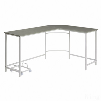 Gray & White L-Shaped Computer Desk