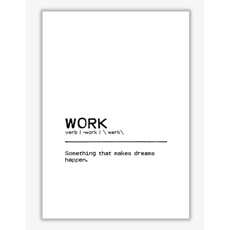 Work Dreams - Print, 29.7cm H x 21cm W x 4cm D, Wrapped Canvas