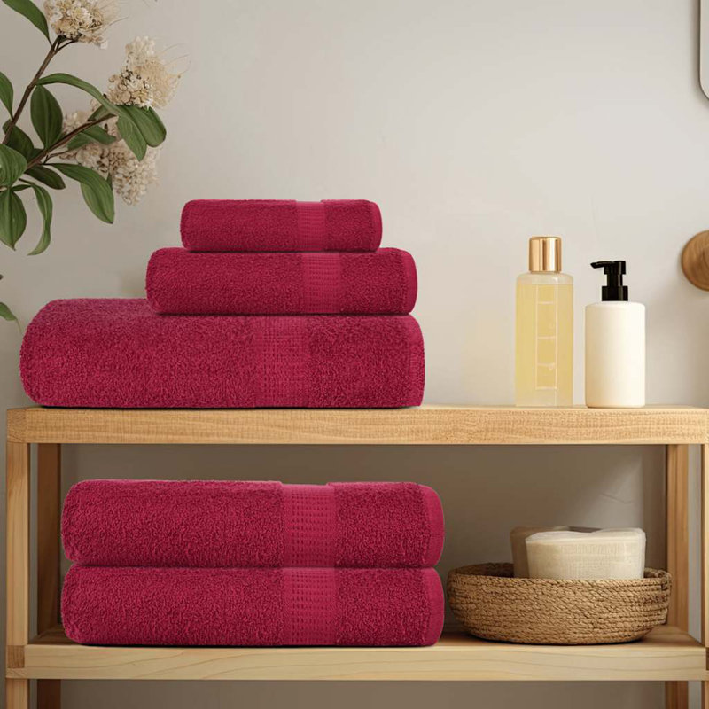 100% Cotton Mulit-Size Set, 12 Piece Towel Set, Bordeaux