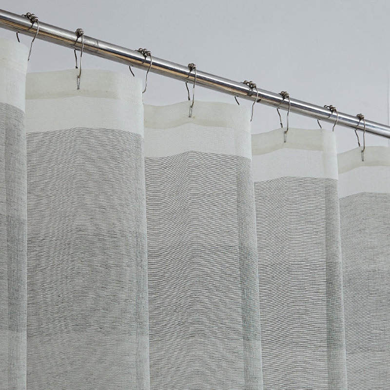 Koss Linen Striped Single Shower Curtain, Silver