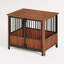 Caisse pour chien 31,5 po en bois de noyer cannelé en bois - Table pour animaux de compagnie et table de bout à double porte | Idée de cadeau-601924607