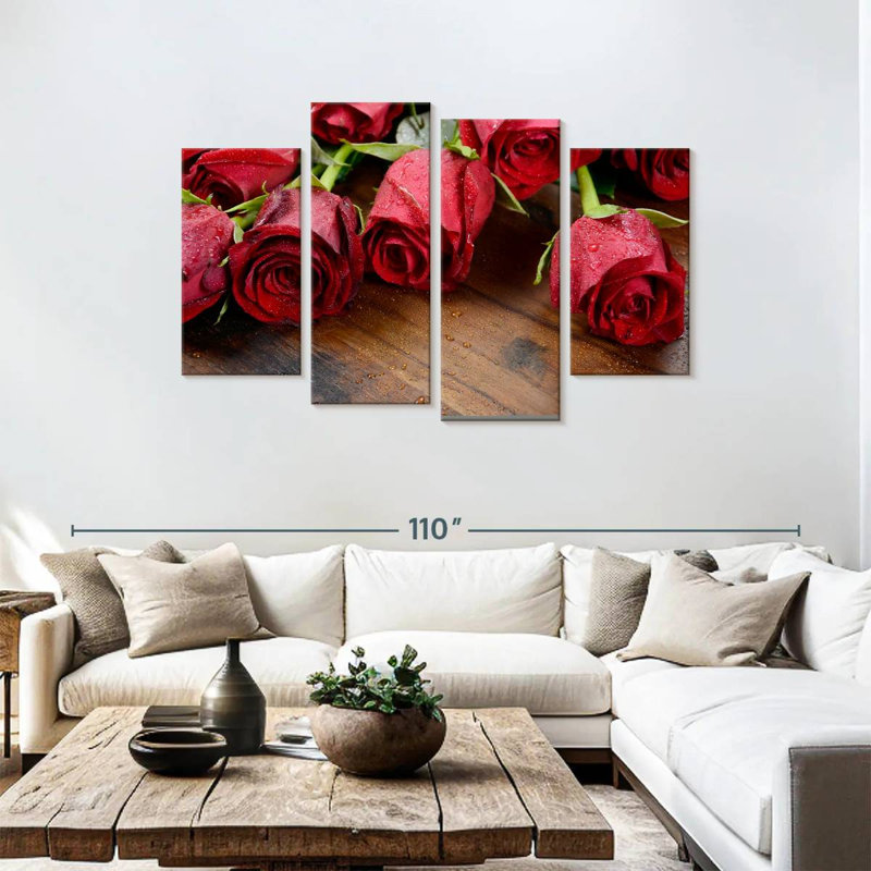 Harnek fraîchement cueillies roses rouges, H 48 po x l 75 po