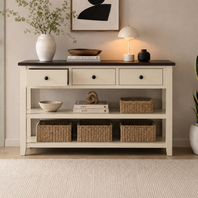 Cabras Console Table with Two Open Shelves, storage credenza, sideboards and buffets