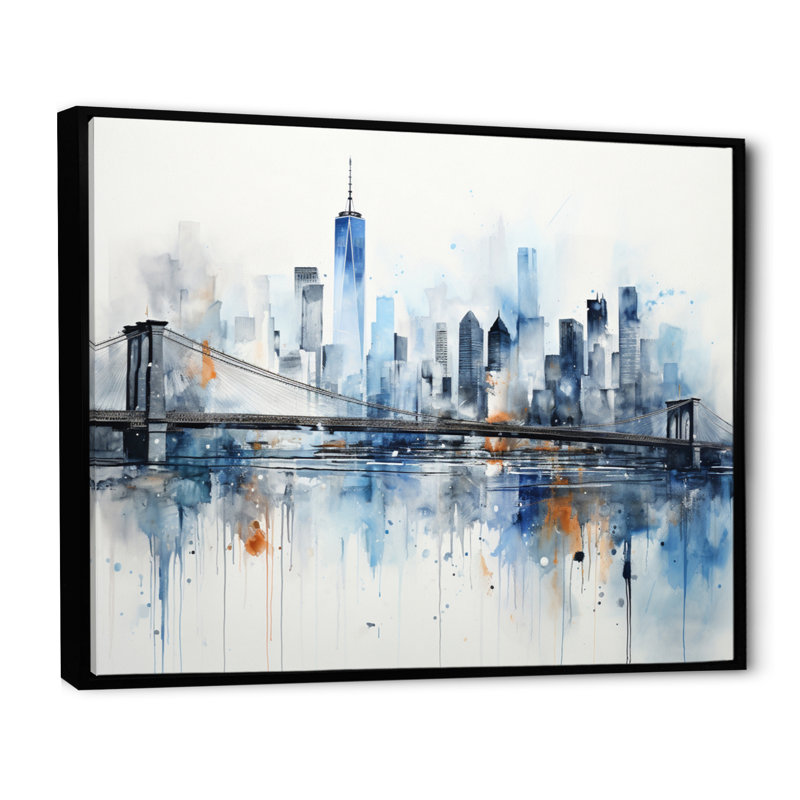 Gris, bleu, minimalisme, euphorie urbaine II, art encadré, H 24 po x l 32 po x P 1 po, Cadre flottant noir
