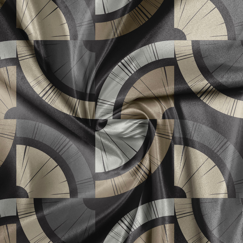 Rustikaler Vorhang, Minimalistische runde Formen, Geometrisch, Taupegrau Blasses Sepia