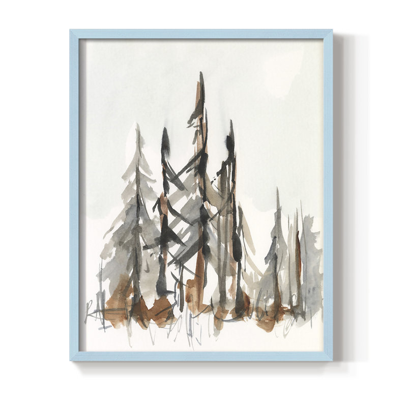 Rustic Evergreen II, reproduction encadrée - bois massif, Bleu, H 10 po x l 8 po