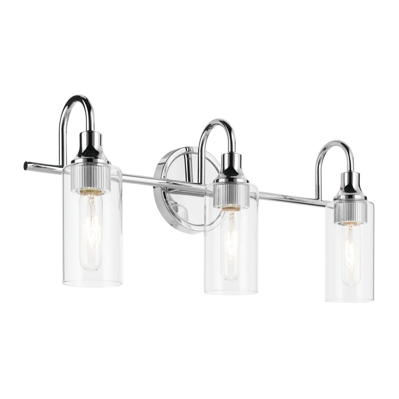 23" 3-Light Vanity Light with Clear Glass, Chrome