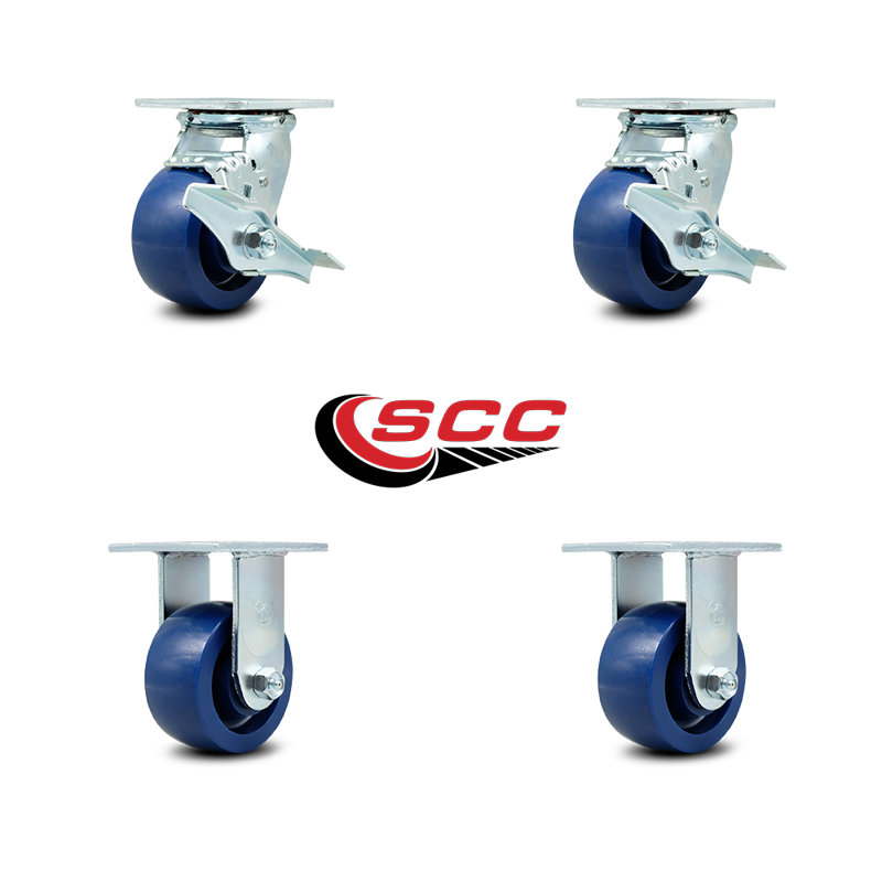4 Piece Polyurethane Caster Set with Ball Bearings