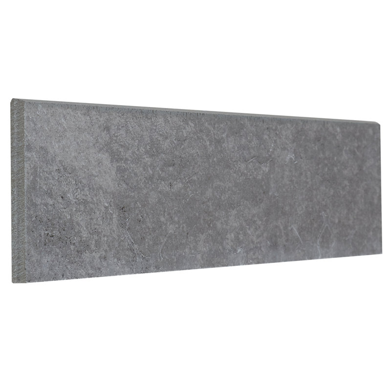 Gray Matte Porcelain Bullnose Tile Trim 12'' x 3''