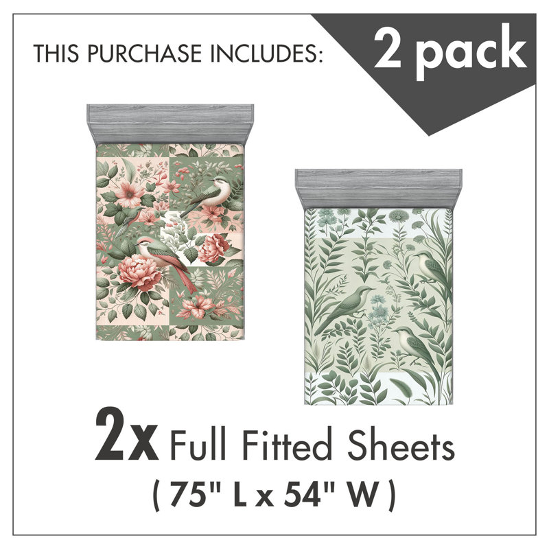 Microfiber Birds And Nature Fitted Sheet, Full Fitted Sheet