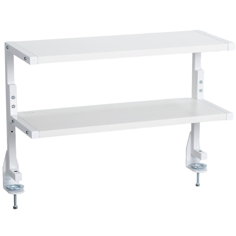 Vivo Clamp-On 24" Above Or Below Desk 2-Tier Shelving Unit, Desk Organizer, 17" H x 22.8" W x 8.8" D, White