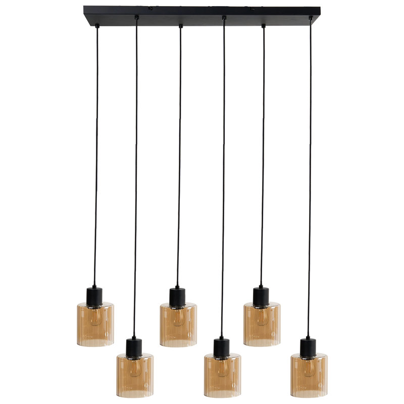 - Light Satin Black Pendant, 3, 120cm H x 77cm W x 29cm D