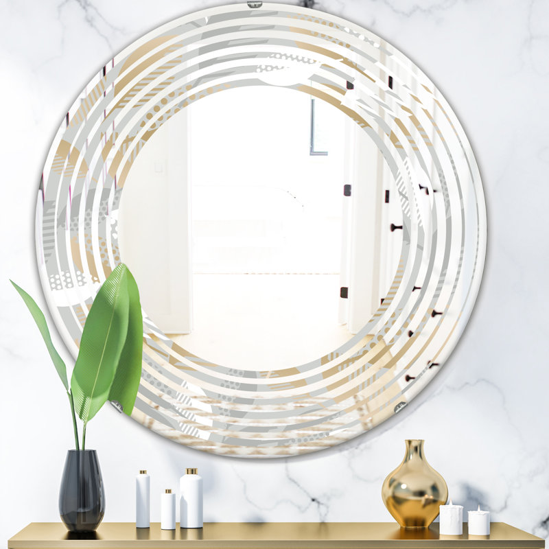 Miroir d'appoint mural Wave Americana, Vague de luxe géométrique automne, H 23,6 po x l 23,6 po