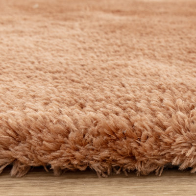 Tachiana Hand Tufted Shaggy Rust Area Rug