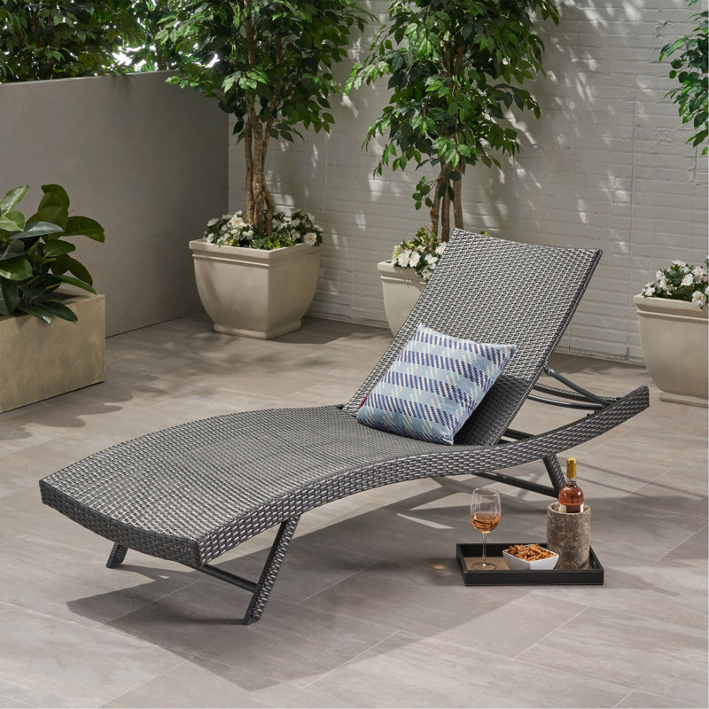 Kauai Pe Wicker Chaise, 1, Grey