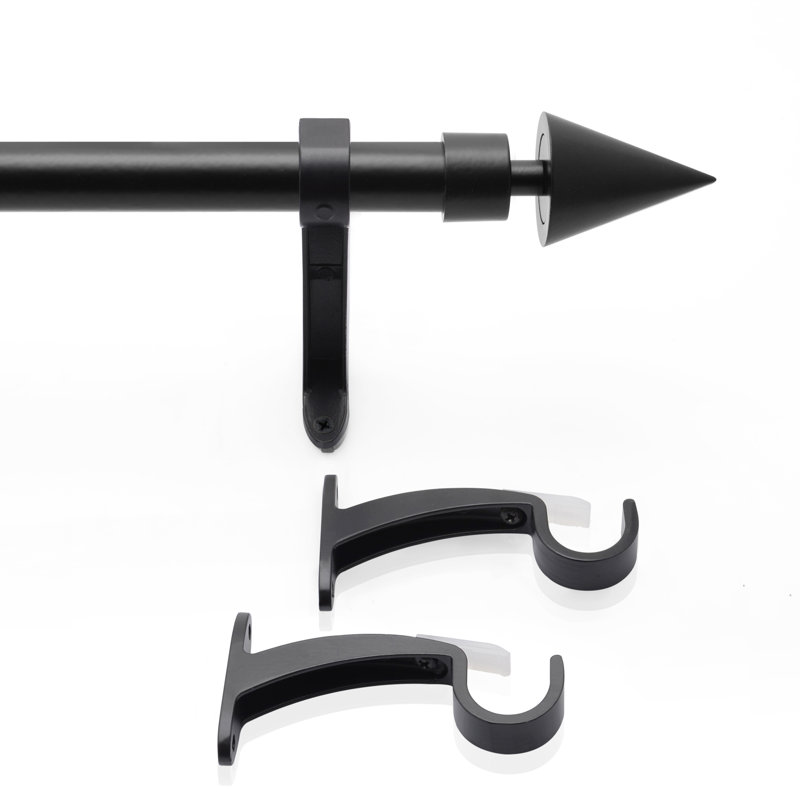 Tringle à rideaux simple Arrieta-Rolon, 52 po à 144 po, Noir mat