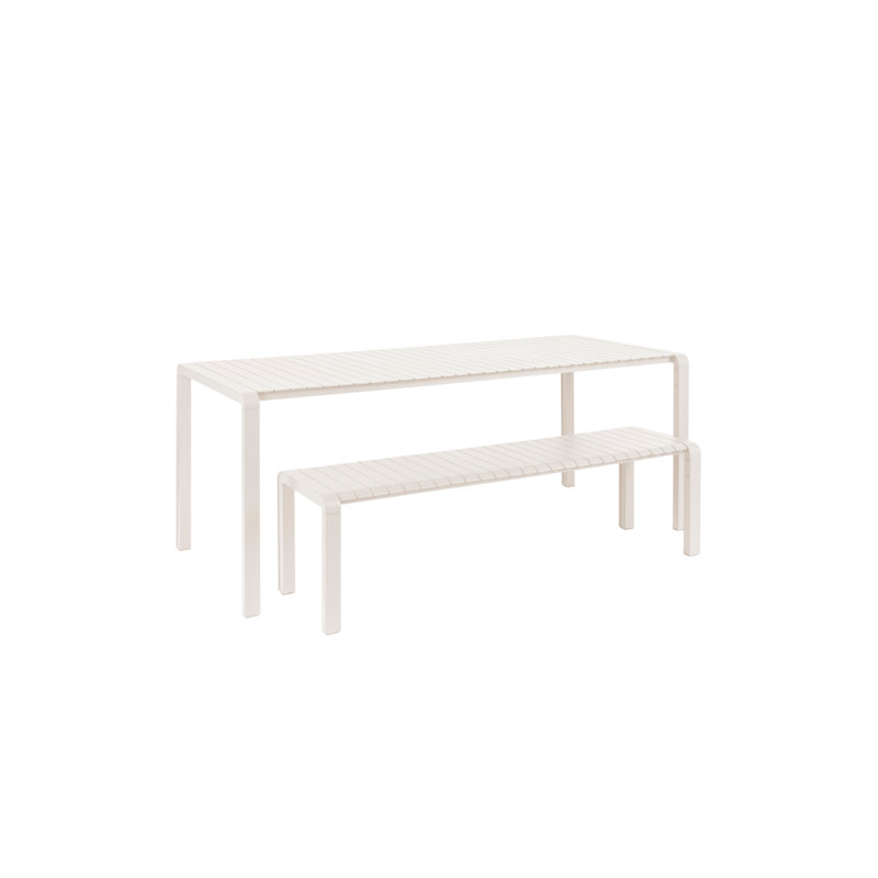 Outdoor Dining Table, White, 30"H x 84"W x 38"D