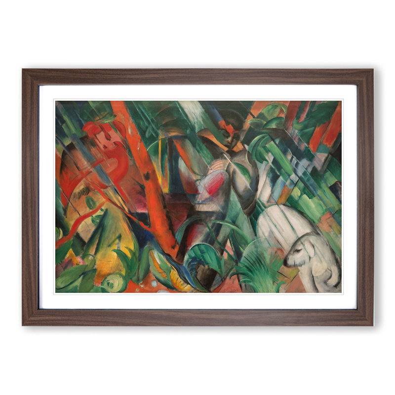 In the Rain by Franz Marc - Picture Frame Painting, Walnut, 65cm H x 90cm W x 2cm D