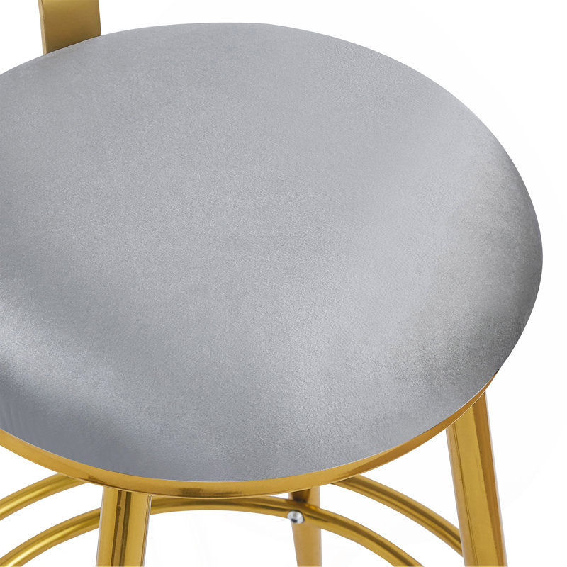 Ensemble de 2 tabourets de comptoir 27,65 po Modern, velours gris foncé avec structure en fer, dossier et coussin moelleux, repose-pieds