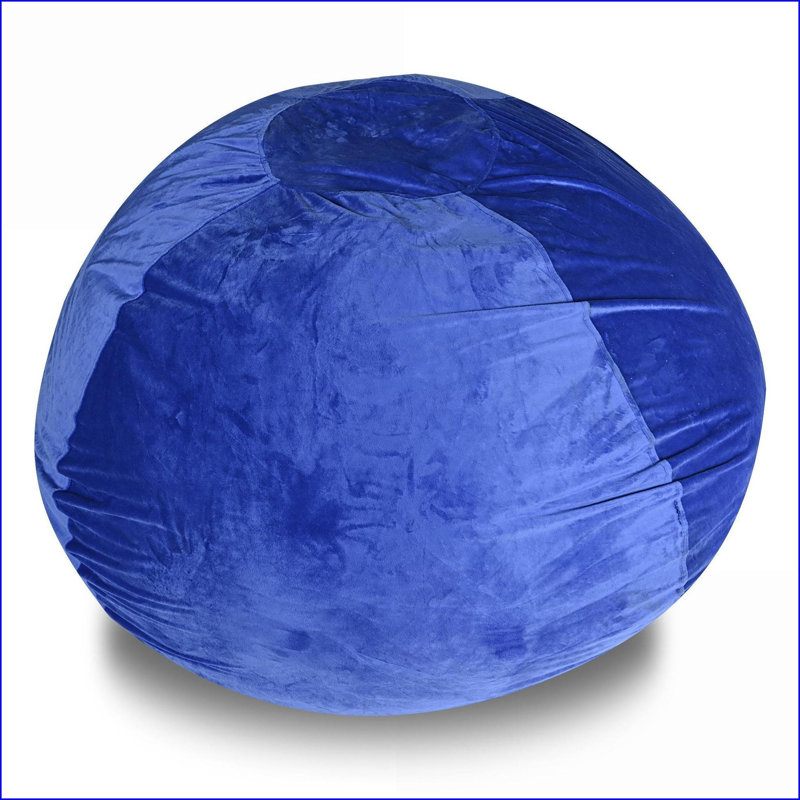 4ft Minky Velvet Bean Bag Chair for Kids &amp; Adults - Washable Cover | Blue | Velvet, Blue Velvet, 30" H x 45" W x 45" D