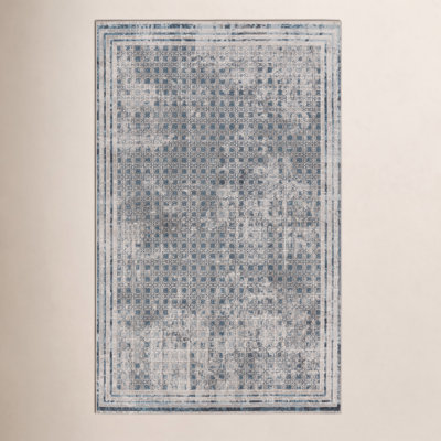 Phoebe Light Gray Blue Machine Washable Rug