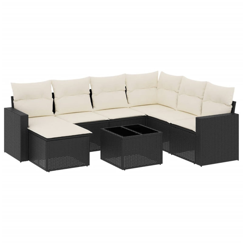 Ensemble de canapé de jardin Vidaxl noir, blanc crème