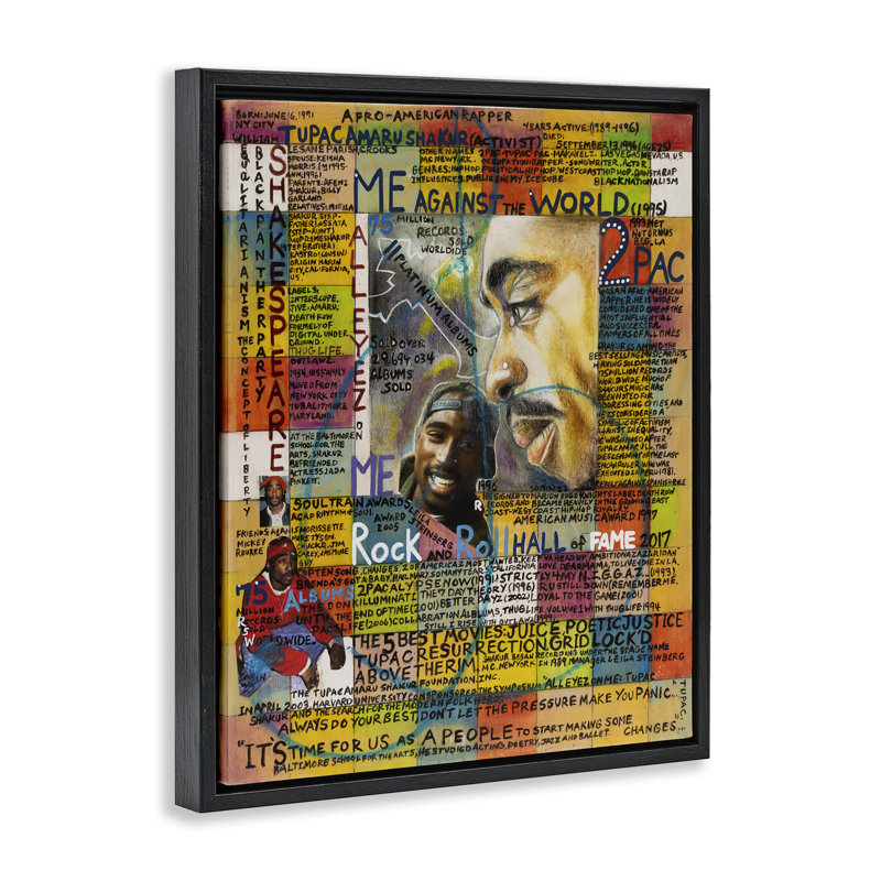 «Tupac Musician Collage» par Sabin, H 21 po x l 17 po, Cadre flottant gris lustré
