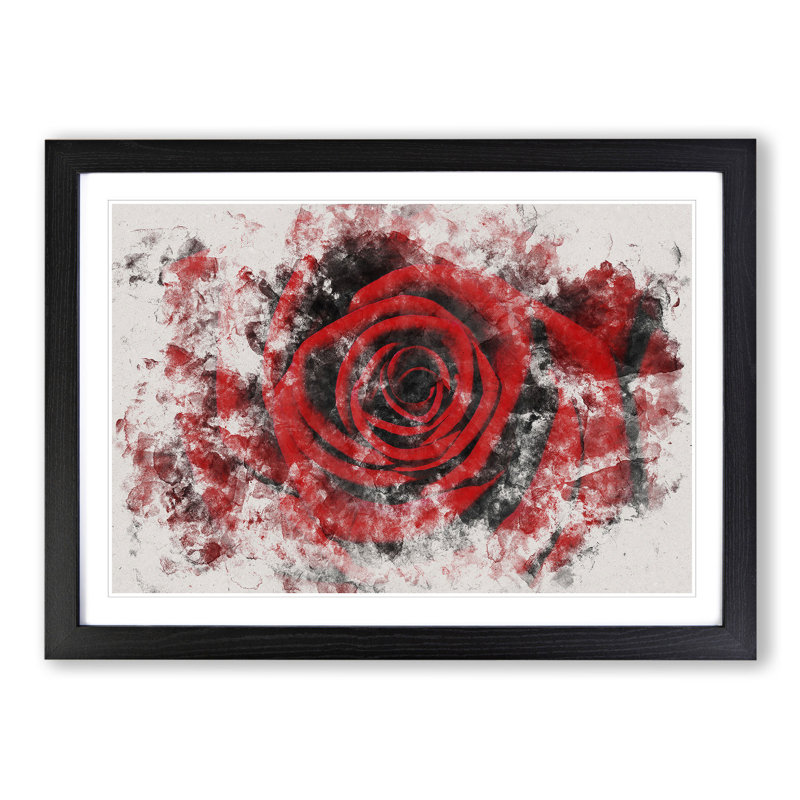 Red Rose Flower Vol.5 - Picture Frame Painting, 65cm H x 90cm W x 2cm D, Black Framed
