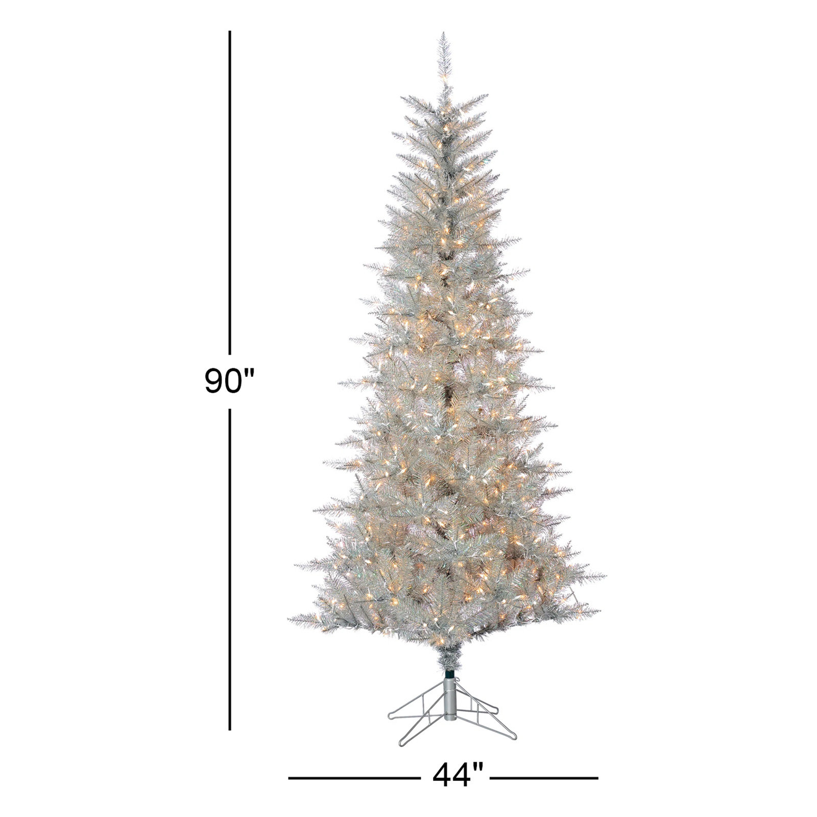 Levion Silver 7.5' Pre-Lit Pine Tree, 90" H x 44" W x 44" D