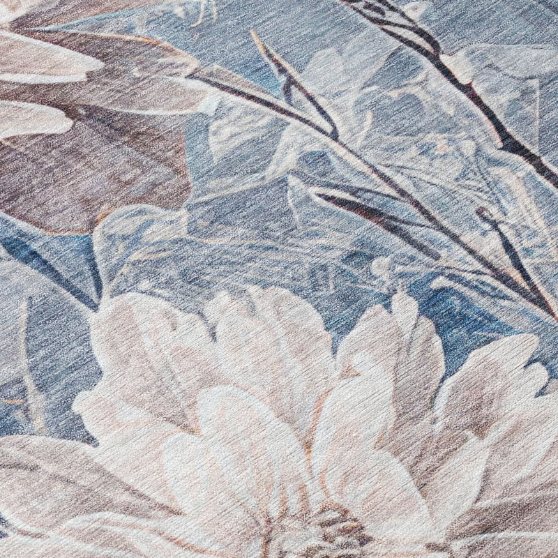 Machine Washable Indoor/Outdoor Chantille ACN2882 Floral Rug, Blue, 9' x 12'