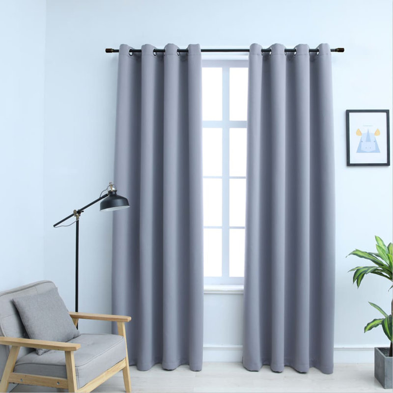 Curtains Roller Blackout Curtains Window Blinds with Rings Fabric, Blue, 37" W x 95" L