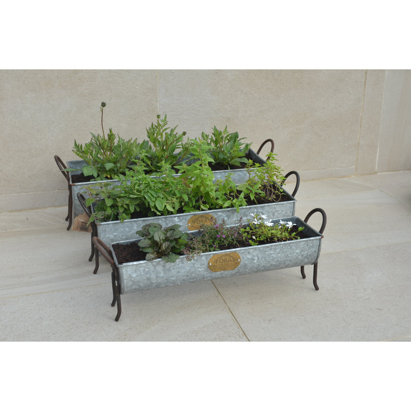 Aliza Handmade Metal Planter Box, 19cm H x 58cm W x 15cm D
