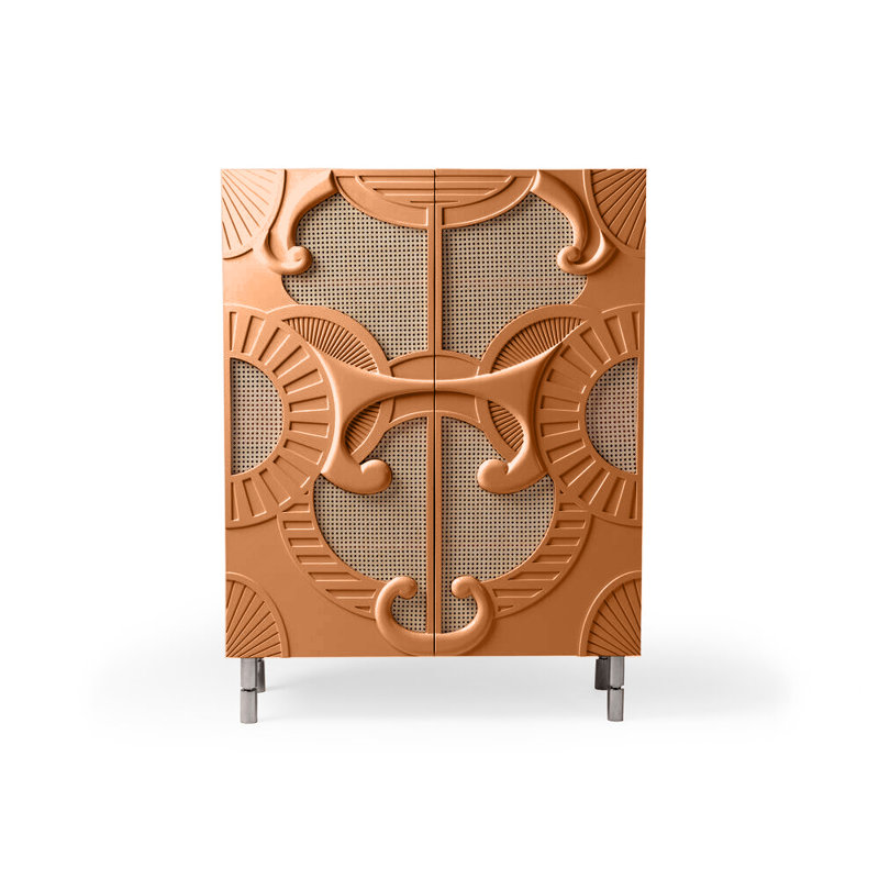 Traje De Luces 47'' Bar Cabinet, Camel/Polished Nickel