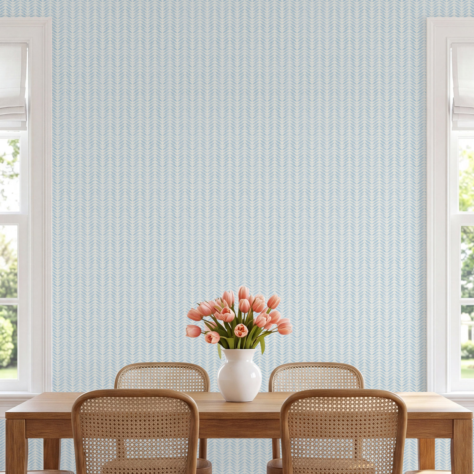 Stevenson Chevron Wallpaper, Sky Blue