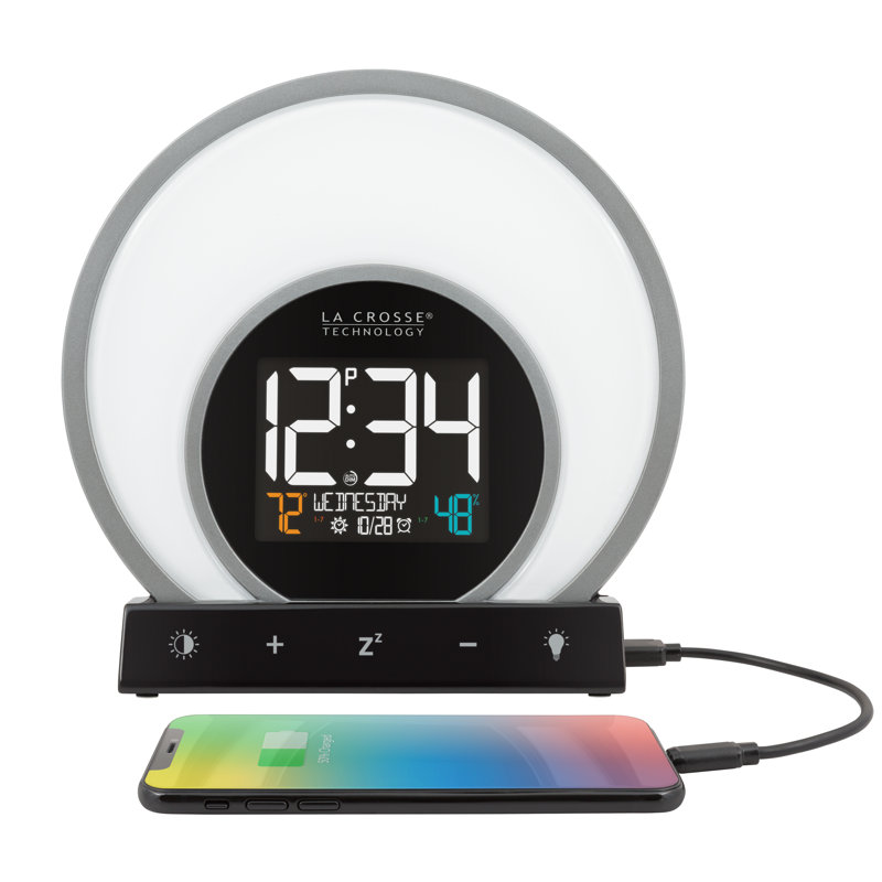 Soluna-S Light Sunrise Black LCD Alarm Clock With Temp