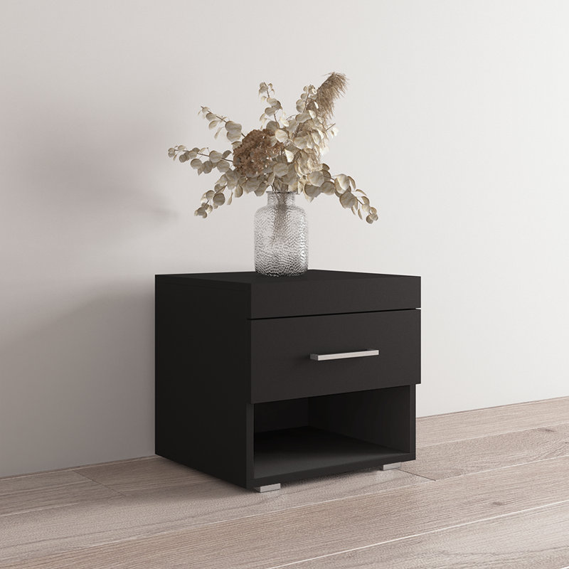 Perth 17.7" Nightstand with Matte Finish, Black