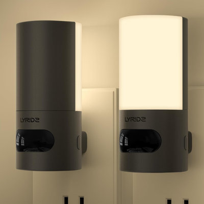 Plug-in LED Rotatable Night Light with Motion Sensor, Dimmable Backlit Nightlight with 1-150lm Adjustable Brightness for Bathroom, Bedroom, Hallway, Stairs, 2 Pack