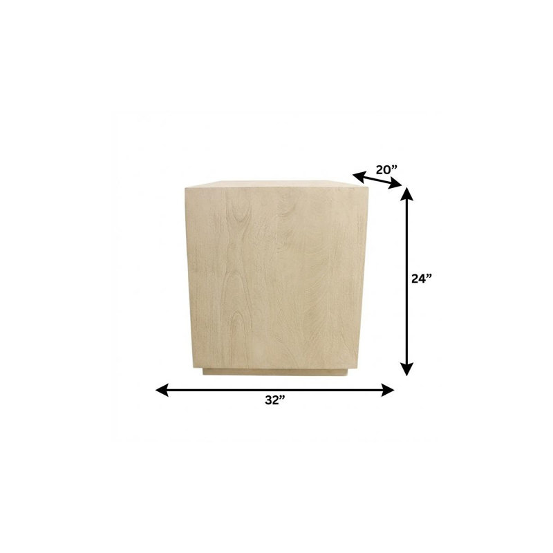 24" Natural Solid Wood One Drawer Nightstand