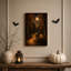 Art mural sur toile Halloween au clair de lune avec lanterne sur souche-983690537