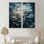 Dahlia bleu et blanc I - décoration murale traditionnelle verte