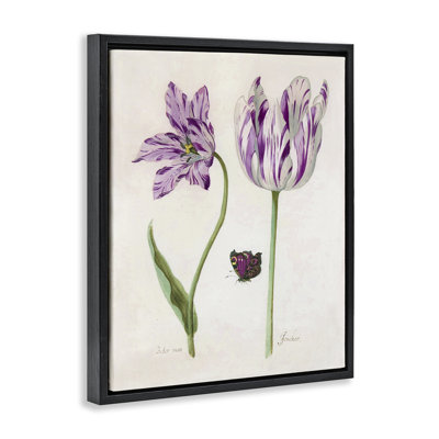 Cadre flottant deux tulipes à fleurs mauves, design par Jacob Marell