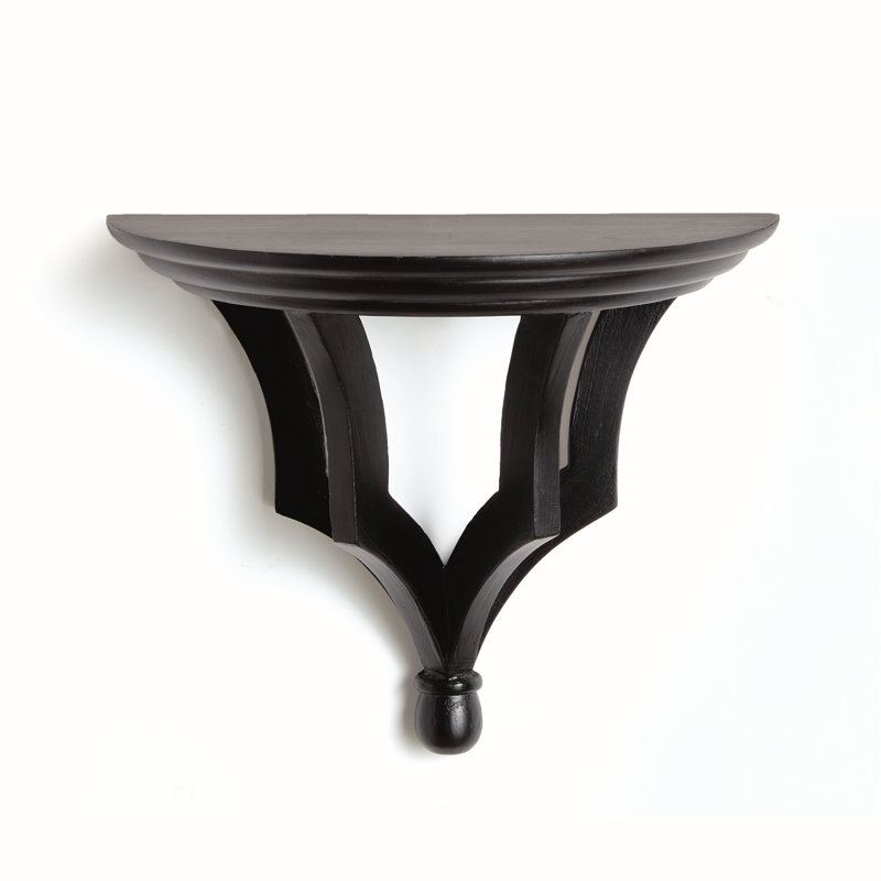 Gianinna Half-circle Mango Bracket Shelf, Black, 7.75" H x 9.5" W x 4.75" D