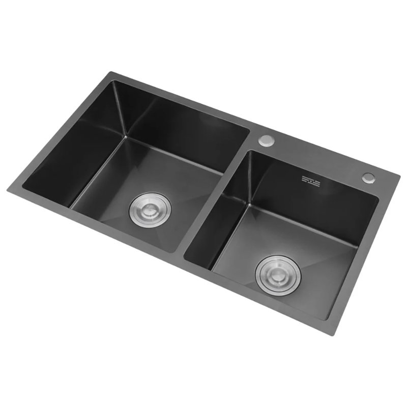 Évier de cuisine 18,72 W avec 2 trous de robinet Homary