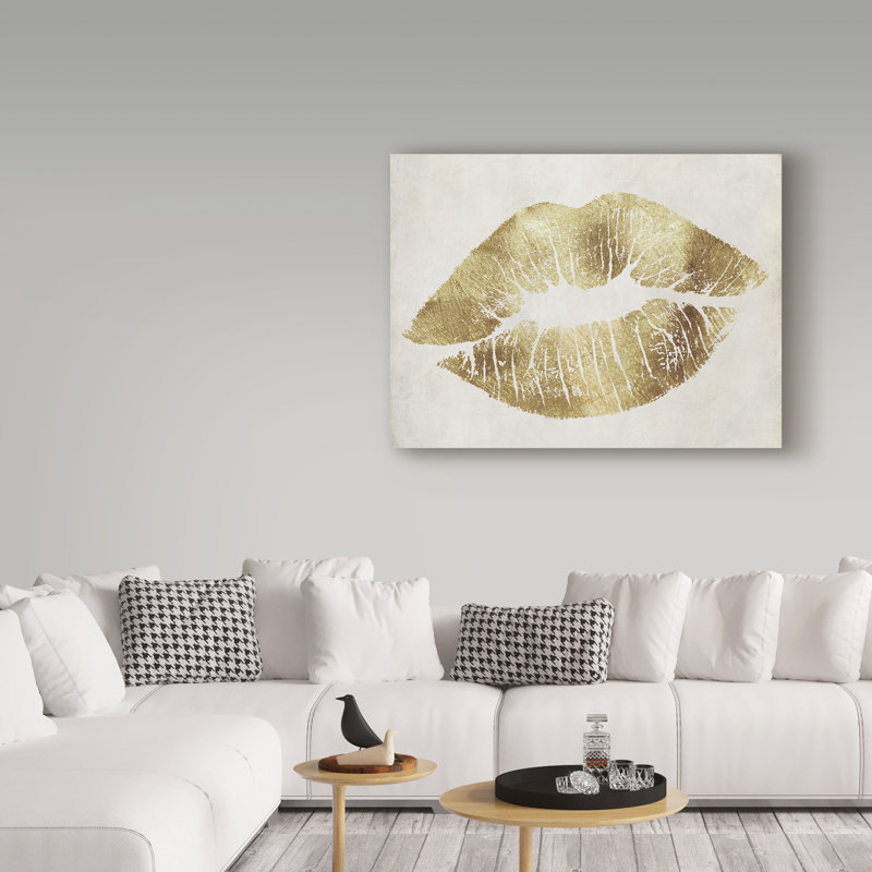 «Hollywood Kiss Gold» par Jadaya, impression sur toile tendue, H 24 po x l 32 po