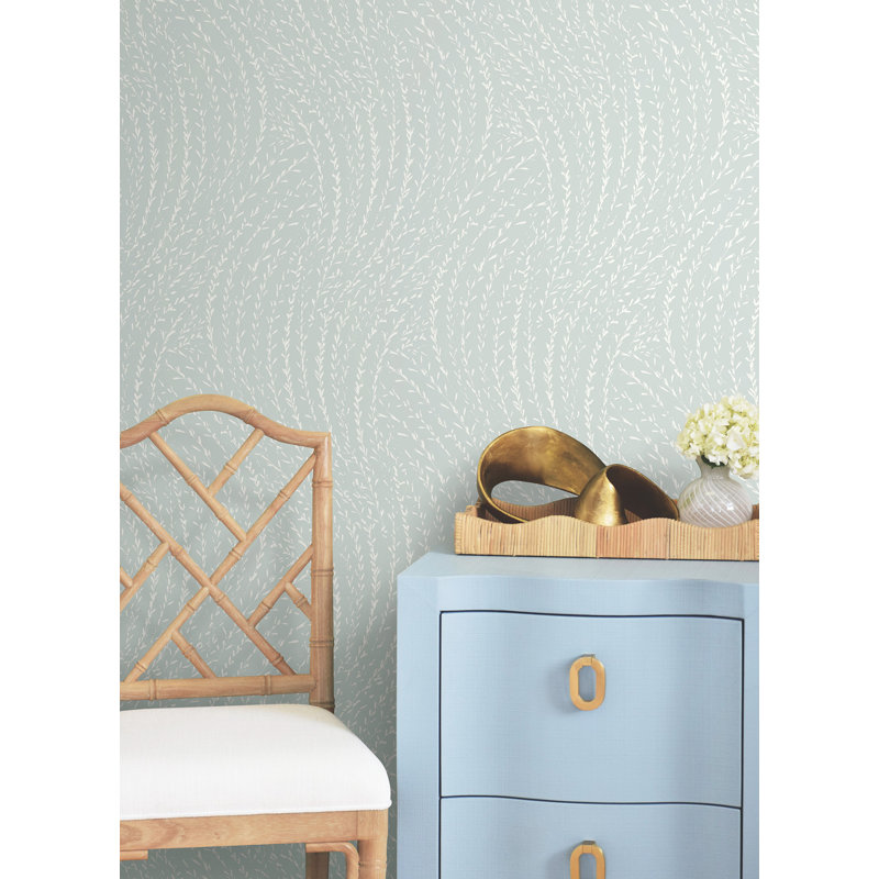 Papier peint botanique bleu clair Willow Song, Bleu clair