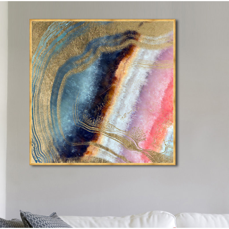 «Abstract Geode Marianna Crystals», reproduction d'art graphique encadrée, Cadre doré plat, H 34 po x l 34 po