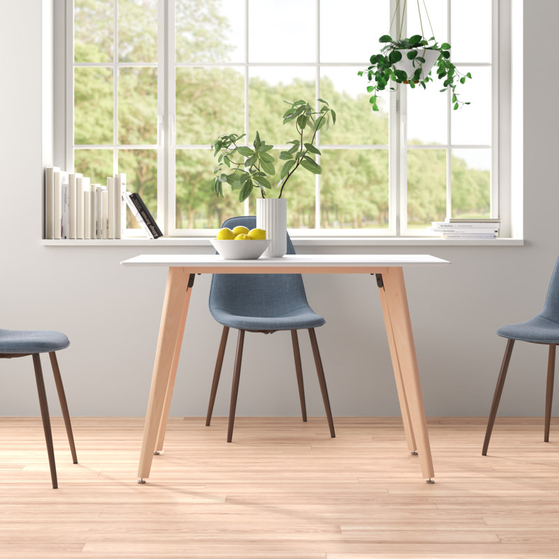 Durflinger Solid Wood Base Dining Table, White, 29.5" H x 31.5" L x 47.2" W