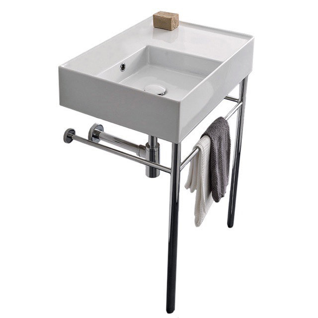 Scarabeo By Nameeks Teorema 17.32'' White Ceramic Rectangular Bathroom Sink with Overflow, No Hole