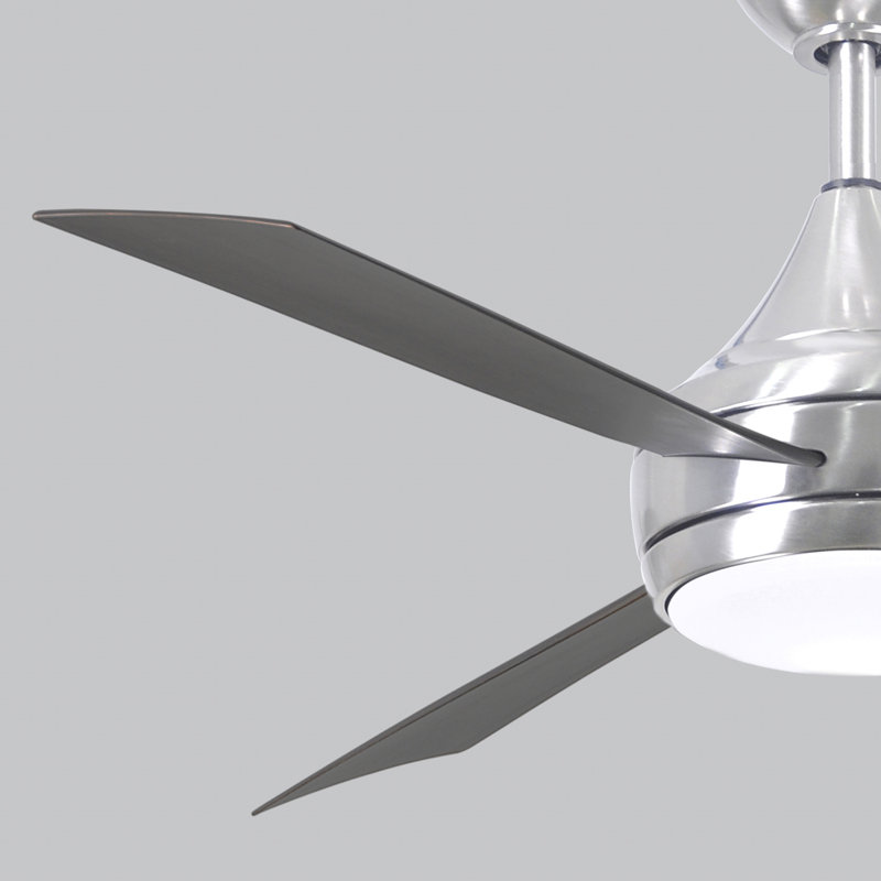 Donaire LED Outdoor Downrod Ceiling Fan, Brushed Stainless, Brushed Bronze