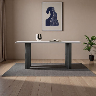 Pendergast Vintage Rectangular Wood & Slate Dining Table